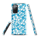 Aqua Blue and White Hawaiian Flowers Tough Case for Samsung® Galaxy Phone