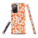 Orange and White Hawaiian Flowers Tough Case for Samsung® Galaxy Phone