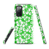 Lime Green and White Hawaiian Flowers Tough Case for Samsung® Galaxy Phone