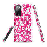 Hot Pink and White Hawaiian Flowers Tough Case for Samsung® Galaxy Phone