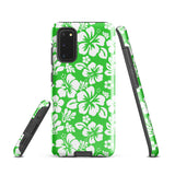 Lime Green and White Hawaiian Flowers Tough Case for Samsung® Galaxy Phone