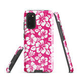 Hot Pink and White Hawaiian Flowers Tough Case for Samsung® Galaxy Phone