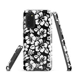 Black and White Hawaiian Flowers Tough Case for Samsung® Galaxy Phone