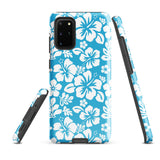 Aqua Blue and White Hawaiian Flowers Tough Case for Samsung® Galaxy Phone