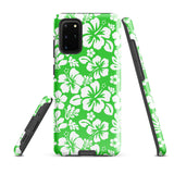 Lime Green and White Hawaiian Flowers Tough Case for Samsung® Galaxy Phone