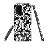 Black and White Hawaiian Flowers Tough Case for Samsung® Galaxy Phone