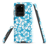 Aqua Blue and White Hawaiian Flowers Tough Case for Samsung® Galaxy Phone