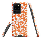 Orange and White Hawaiian Flowers Tough Case for Samsung® Galaxy Phone