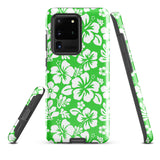 Lime Green and White Hawaiian Flowers Tough Case for Samsung® Galaxy Phone