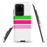 Preppy Lime Green and Pinks Classic Surf Stripes Tough Case for Samsung® Galaxy Phone