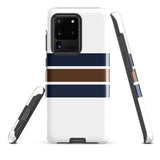 Navy Blue and Brown Classic Surf Stripes Tough Case for Samsung® Phone