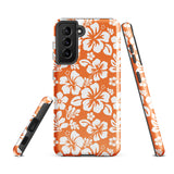 Orange and White Hawaiian Flowers Tough Case for Samsung® Galaxy Phone