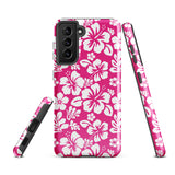 Hot Pink and White Hawaiian Flowers Tough Case for Samsung® Galaxy Phone