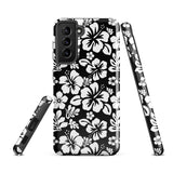 Black and White Hawaiian Flowers Tough Case for Samsung® Galaxy Phone