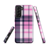 Pink, White and Blue Surfer Plaid Tough Case for Samsung® Galaxy Phone