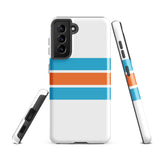 Aqua Blue and Orange Classic Surf Stripes Tough Case for Samsung® Phone