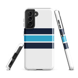 Navy Blue and Aqua Classic Surf Stripes Tough Case for Samsung® Phone