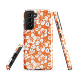 Orange and White Hawaiian Flowers Tough Case for Samsung® Galaxy Phone