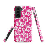 Hot Pink and White Hawaiian Flowers Tough Case for Samsung® Galaxy Phone