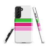 Preppy Lime Green and Pinks Classic Surf Stripes Tough Case for Samsung® Galaxy Phone