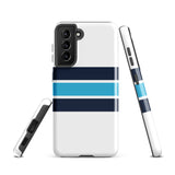 Navy Blue and Aqua Classic Surf Stripes Tough Case for Samsung® Phone