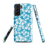 Aqua Blue and White Hawaiian Flowers Tough Case for Samsung® Galaxy Phone