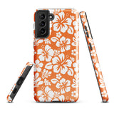 Orange and White Hawaiian Flowers Tough Case for Samsung® Galaxy Phone