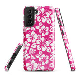 Hot Pink and White Hawaiian Flowers Tough Case for Samsung® Galaxy Phone