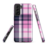 Pink, White and Blue Surfer Plaid Tough Case for Samsung® Galaxy Phone