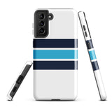 Navy Blue and Aqua Classic Surf Stripes Tough Case for Samsung® Phone