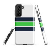 Navy Blue and Lime Classic Surf Stripes Tough Case for Samsung® Phone