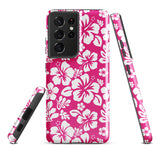 Hot Pink and White Hawaiian Flowers Tough Case for Samsung® Galaxy Phone