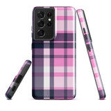 Pink, White and Blue Surfer Plaid Tough Case for Samsung® Galaxy Phone