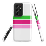 Preppy Lime Green and Pinks Classic Surf Stripes Tough Case for Samsung® Galaxy Phone