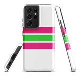 Hot Pink and Lime Green Classic Surf Stripes Tough Case for Samsung® Phone