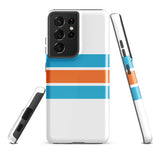 Aqua Blue and Orange Classic Surf Stripes Tough Case for Samsung® Phone