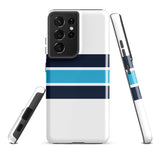 Navy Blue and Aqua Classic Surf Stripes Tough Case for Samsung® Phone