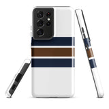 Navy Blue and Brown Classic Surf Stripes Tough Case for Samsung® Phone