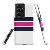 Navy Blue and Hot Pink Classic Surf Stripes Tough Case for Samsung® Phone