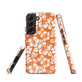 Orange and White Hawaiian Flowers Tough Case for Samsung® Galaxy Phone