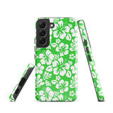 Lime Green and White Hawaiian Flowers Tough Case for Samsung® Galaxy Phone