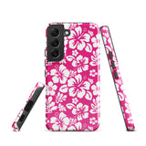 Hot Pink and White Hawaiian Flowers Tough Case for Samsung® Galaxy Phone