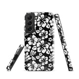 Black and White Hawaiian Flowers Tough Case for Samsung® Galaxy Phone