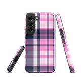 Pink, White and Blue Surfer Plaid Tough Case for Samsung® Galaxy Phone