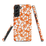 Orange and White Hawaiian Flowers Tough Case for Samsung® Galaxy Phone