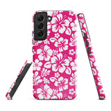 Hot Pink and White Hawaiian Flowers Tough Case for Samsung® Galaxy Phone