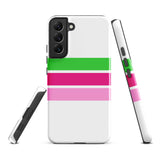 Preppy Lime Green and Pinks Classic Surf Stripes Tough Case for Samsung® Galaxy Phone