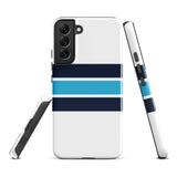 Navy Blue and Aqua Classic Surf Stripes Tough Case for Samsung® Phone