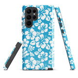 Aqua Blue and White Hawaiian Flowers Tough Case for Samsung® Galaxy Phone