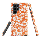 Orange and White Hawaiian Flowers Tough Case for Samsung® Galaxy Phone